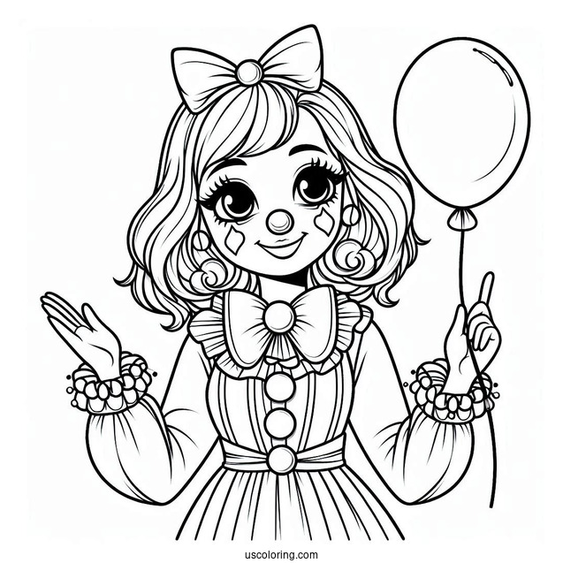 Clown Holding Balloon for Kids