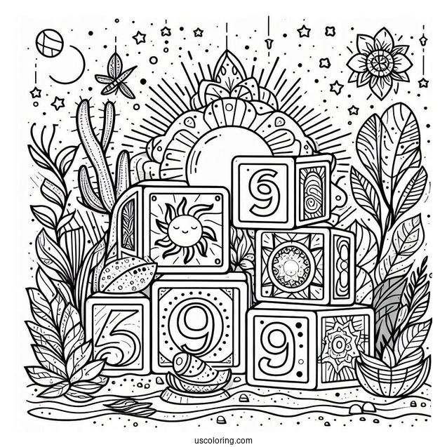 Numberblocks Coloring Page 9 Under The Sun