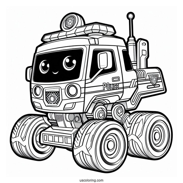 Rescue Bots Coloring Page Of Chase The Police Bot In Robot Form