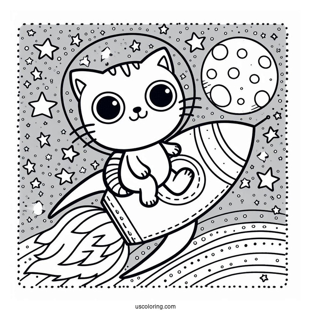Coloring Page Of Pete The Cat In Space