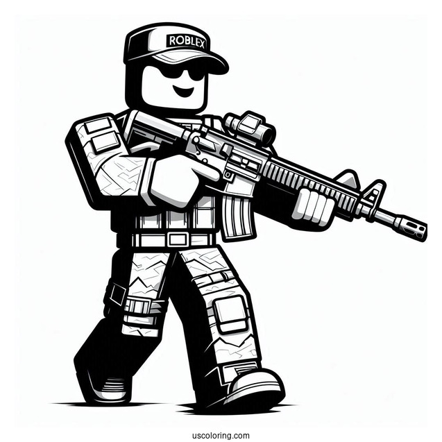 Roblox Soldier Coloring Page With Gun