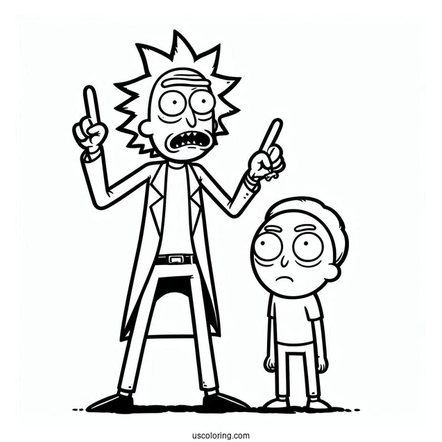 Rick Lecturing Morty Coloring Page