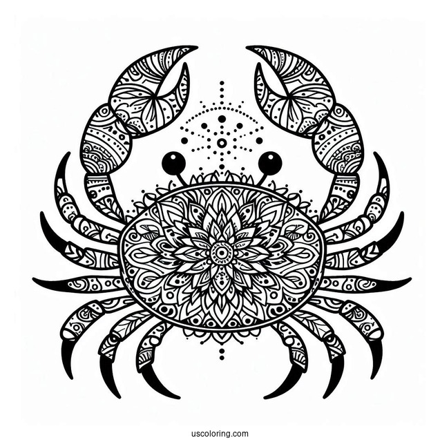 Floral Mandala Crab Coloring Page