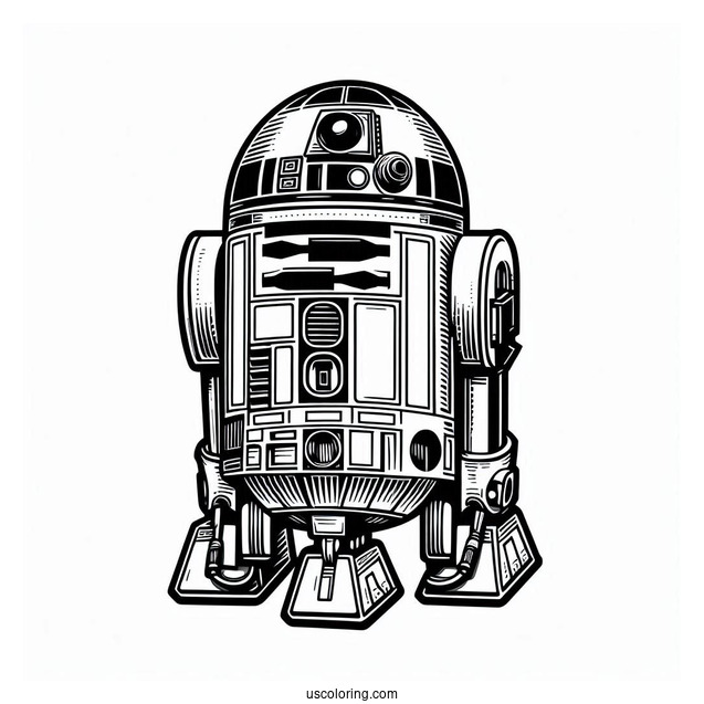 R2-D2 Coloring Page For Kids