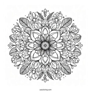 Flower Mandala Coloring Page Inside A Flower Wreath