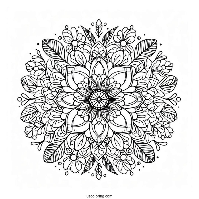 Flower Mandala Coloring Page Inside A Flower Wreath