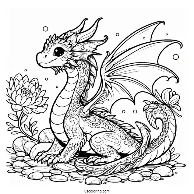 Adorable Water Dragon To Color