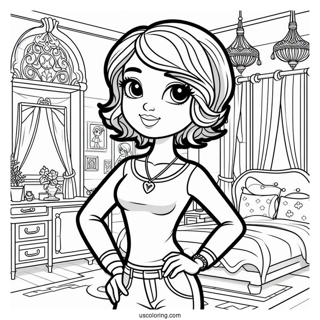 Polly Pocket Coloring Page Of Shani Smith Standing In Bedroom For Kids