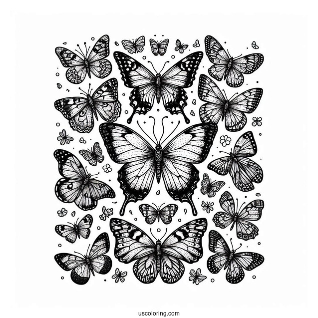 Top View Of An Assortment Of Butterflies