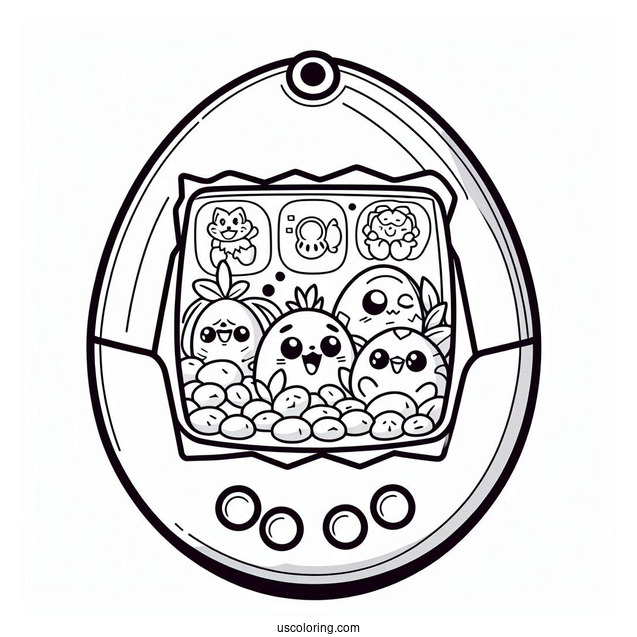 Tamagotchi Coloring Page Pets Inside The Console