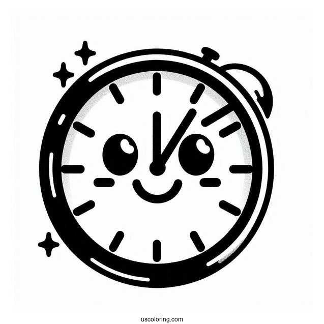 Smiley Face Clock Coloring Page