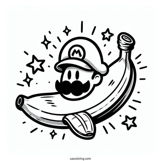 Super Mario Banana Peels Coloring Page