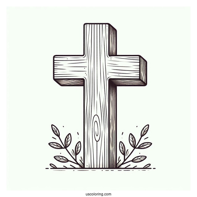 Wooden Easter Cross Coloring For Kids