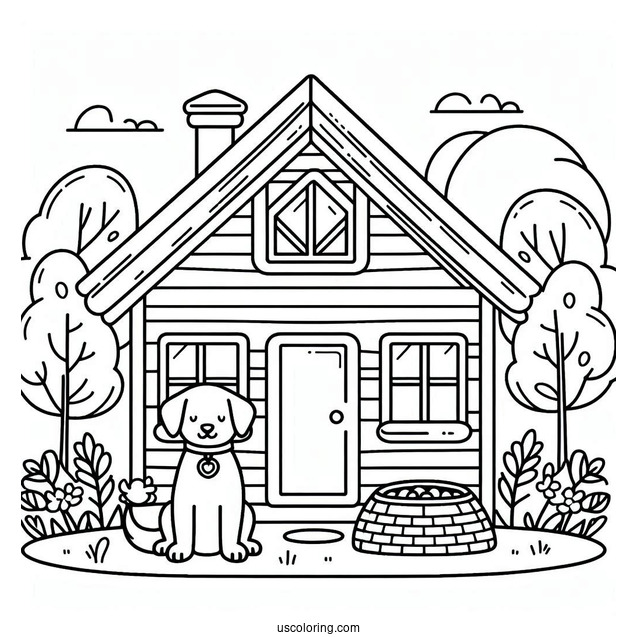 Simple Dog House Outline