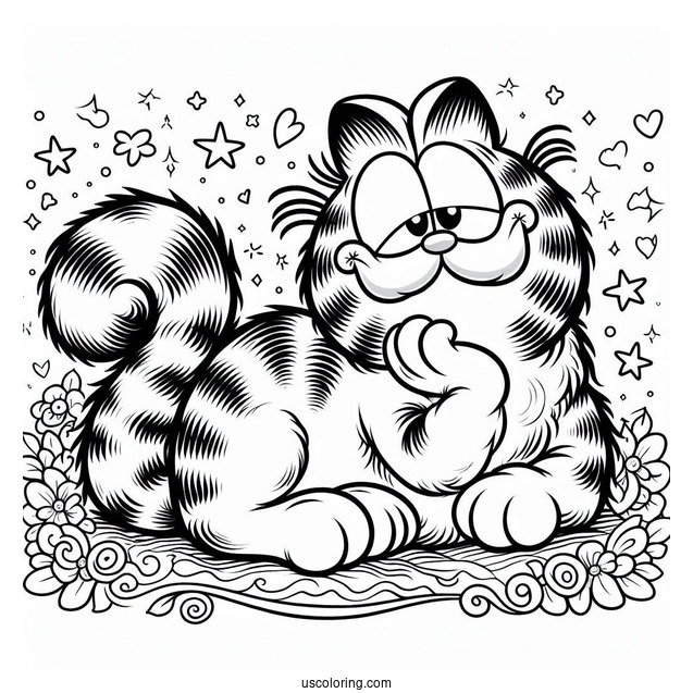 Detailed Garfield Coloring Page For Kids