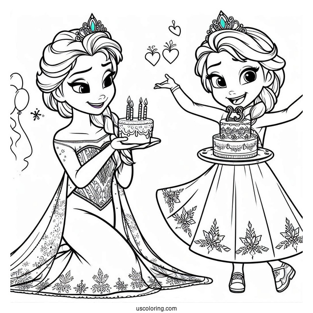 Elsa Happy Birthday Coloring Page For Girls