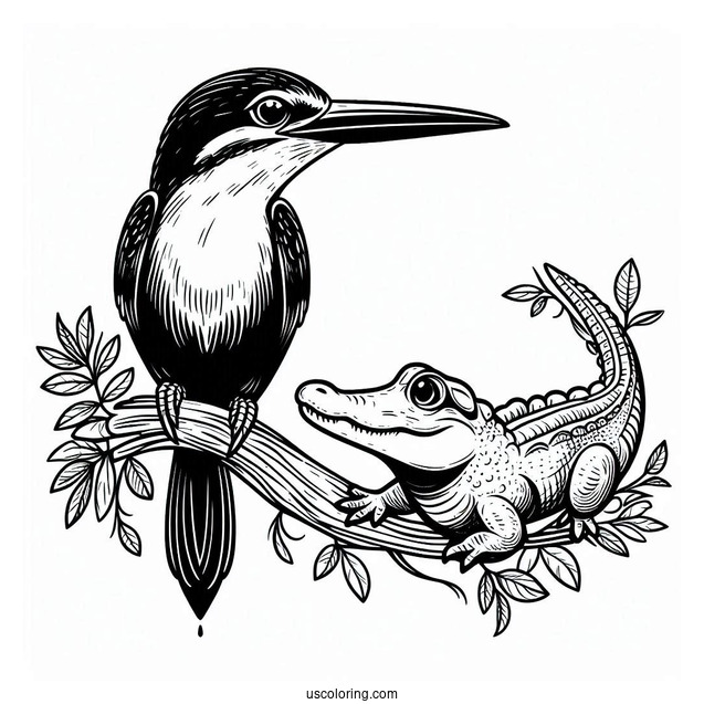 Rio Birds On Stop Of An Alligator