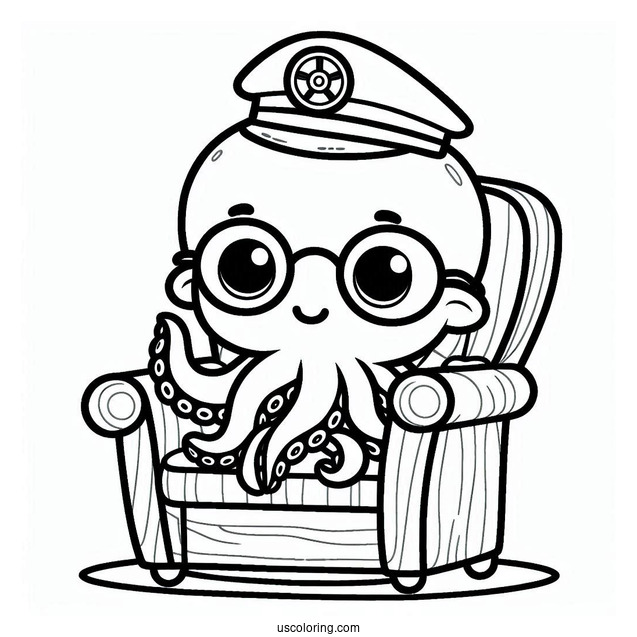Octonauts Coloring Page Of Professor Inkling Octopus On Chair