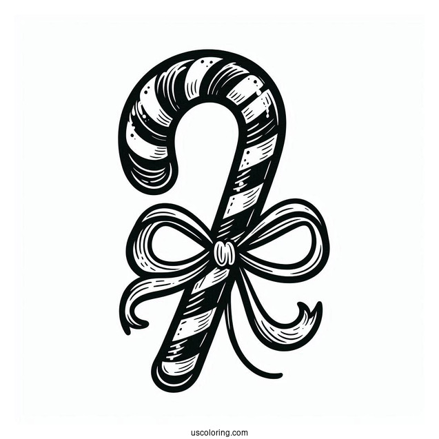 Coloring Sheet Of An Easy Candy Cane