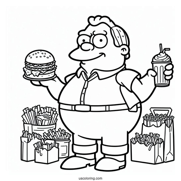 Simpsons Coloring Pages Of Simpsons Fat Tony