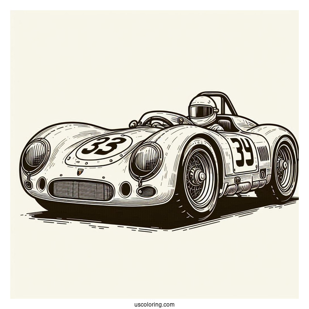 Vintage Porsche Race Car Coloring Page