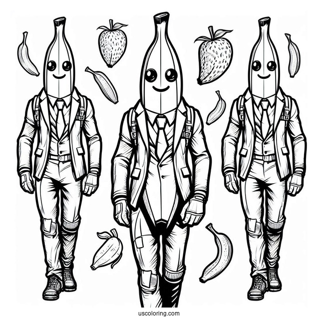 Fortnite Banana Wearing Suit Coloring Page