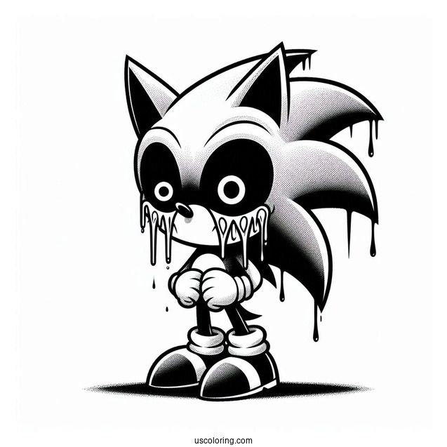 Scary Sonic Exe Coloring Page In Front Of Crying Tails