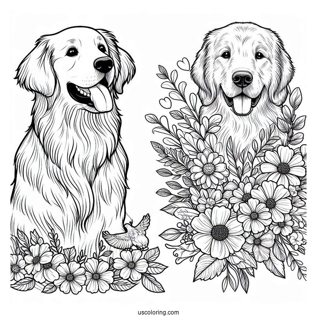 Adult Golden Retriever Coloring Page