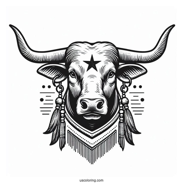 Simple Texas Longhorn Coloring Sheet