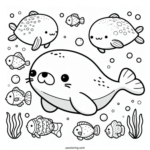Octonauts Coloring Page Of Manatees Swimming With Fish