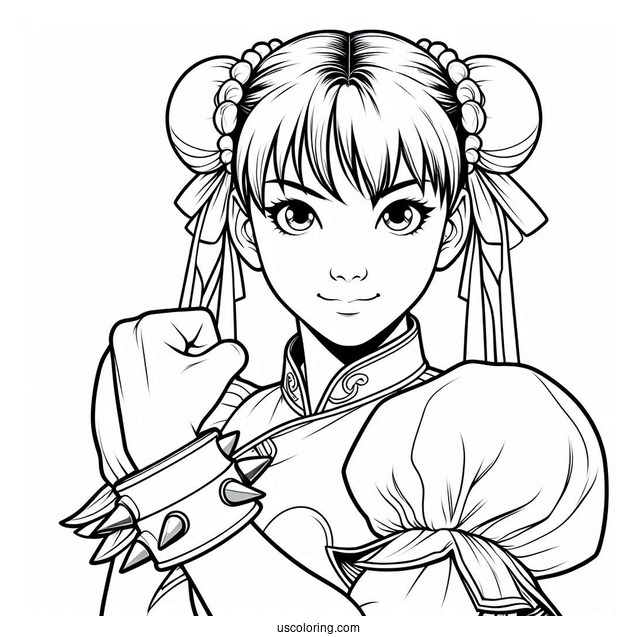 Street Fighter Coloring Page Of Pretty Chun Li For Kids