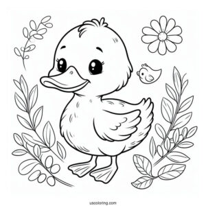 Coloring Page Of An Easy To Color Duck