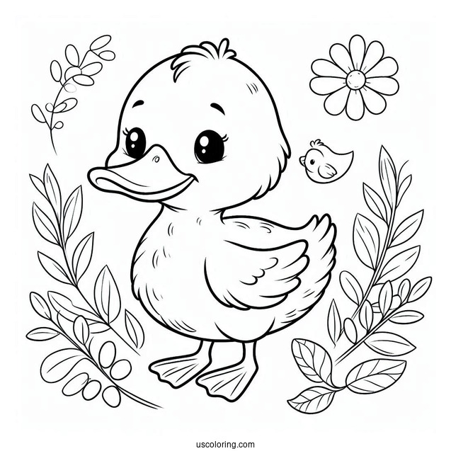 Coloring Page Of An Easy To Color Duck