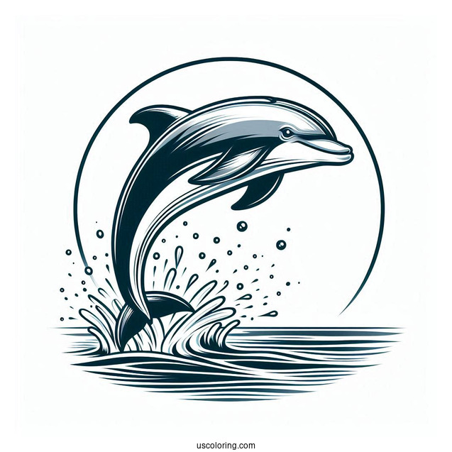 Spinner Dolphin Jumping Out Of Water To Color