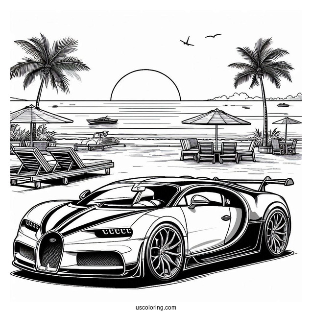 Bugatti Coloring Page Vision Gran Turismo At The Beach