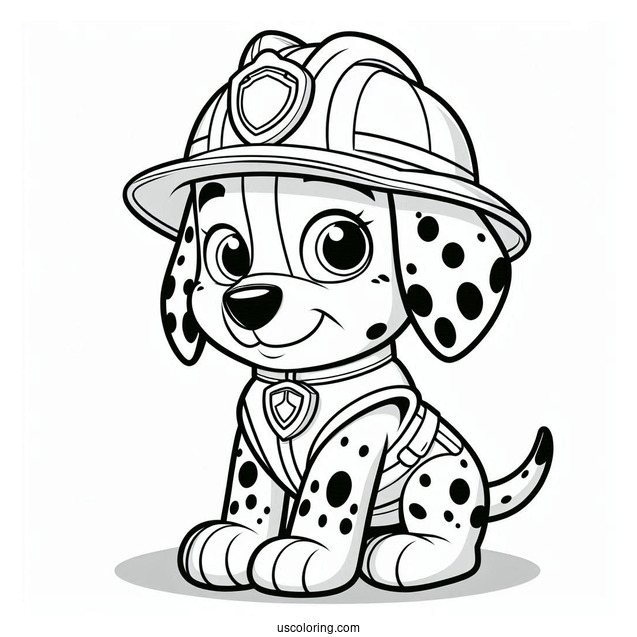 Dalmatian Marshall With Helmet To Color