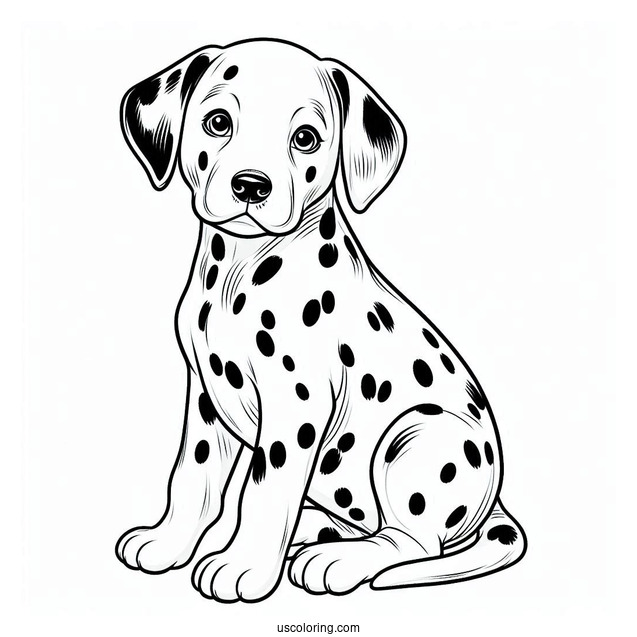 Dalmatian Puppy Sitting Coloring Page