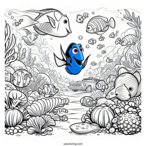 Pixar Coloring Page of Finding Dory Poster