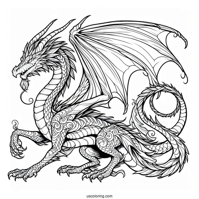 Mythical Dragon Coloring Sheet