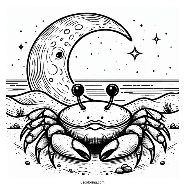Nigerian Moon Crab Coloring Page At The Beach