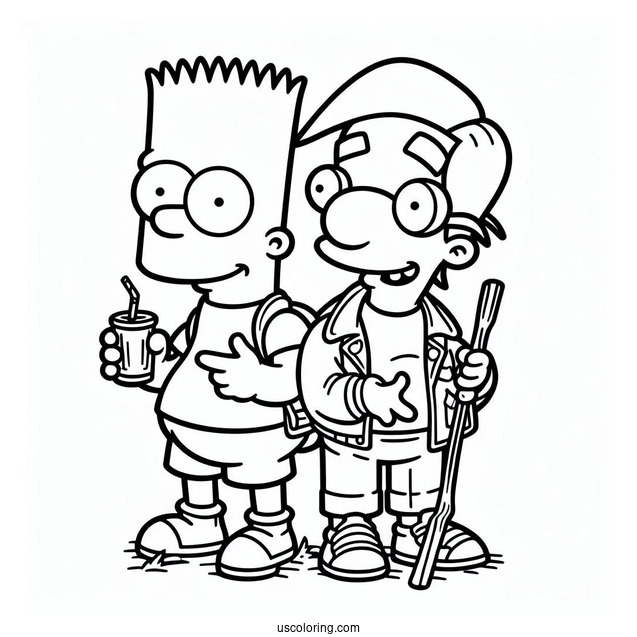 Bart And Milhouse Coloring Page