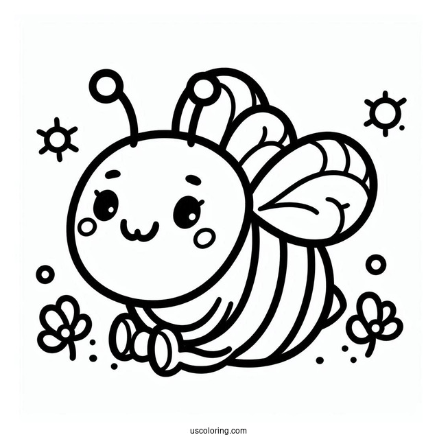 Easy Smiling Bee Coloring Page Outline For Kids