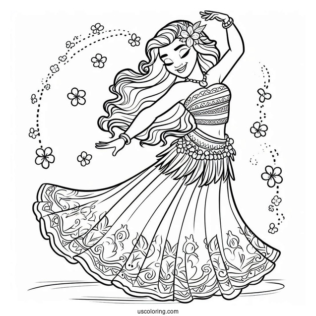 Princess Coloring Page Of Moana Dancing