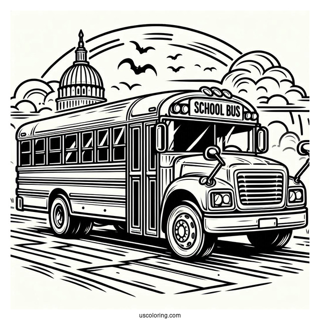 Modern School Bus Coloring Page
