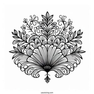 Fan Flower Pattern Coloring Page