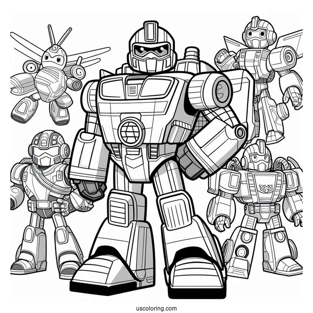 Rescue Bots Coloring Page Of Characters Poster