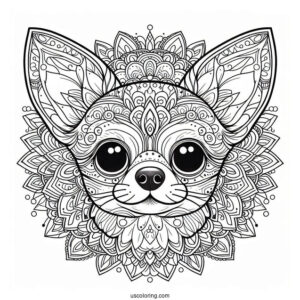 Intricate Chihuahua Coloring Page Mandala