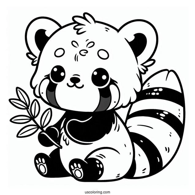 Simple Cartoon Red Panda To Color For Preschoolers