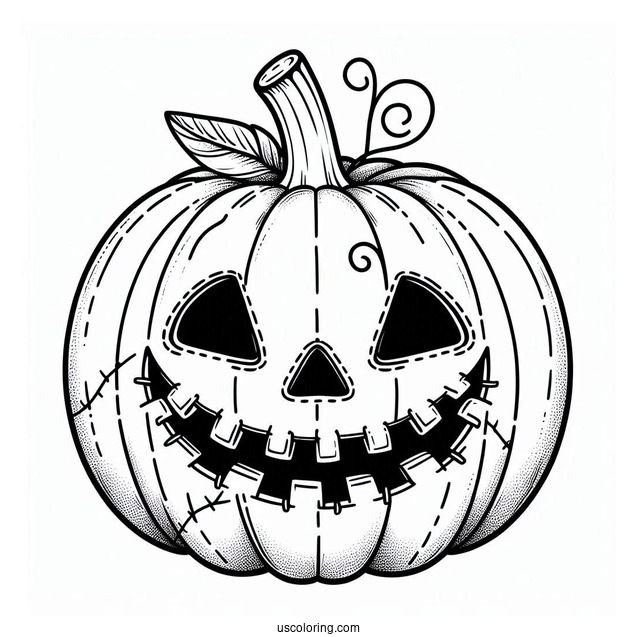 Pumpkin Coloring Page Of Jack O Lantern With Mouth Stitches