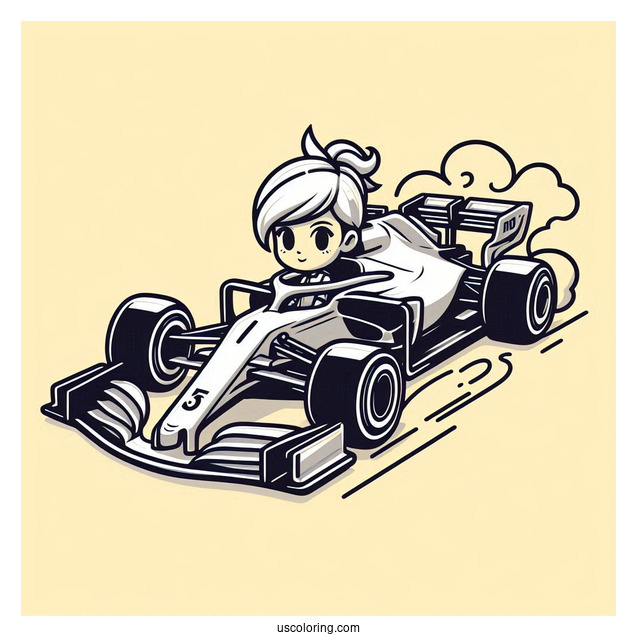 Easy Formula 1 Race Car For Kids To Color
